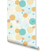 Colorful Fabric Print Circles Removable Wallpaper