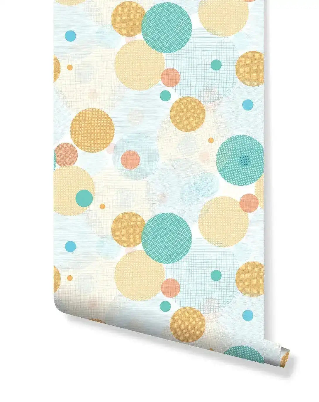 Colorful Fabric Print Circles Removable Wallpaper
