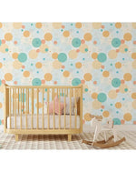 Colorful Fabric Print Circles Removable Wallpaper