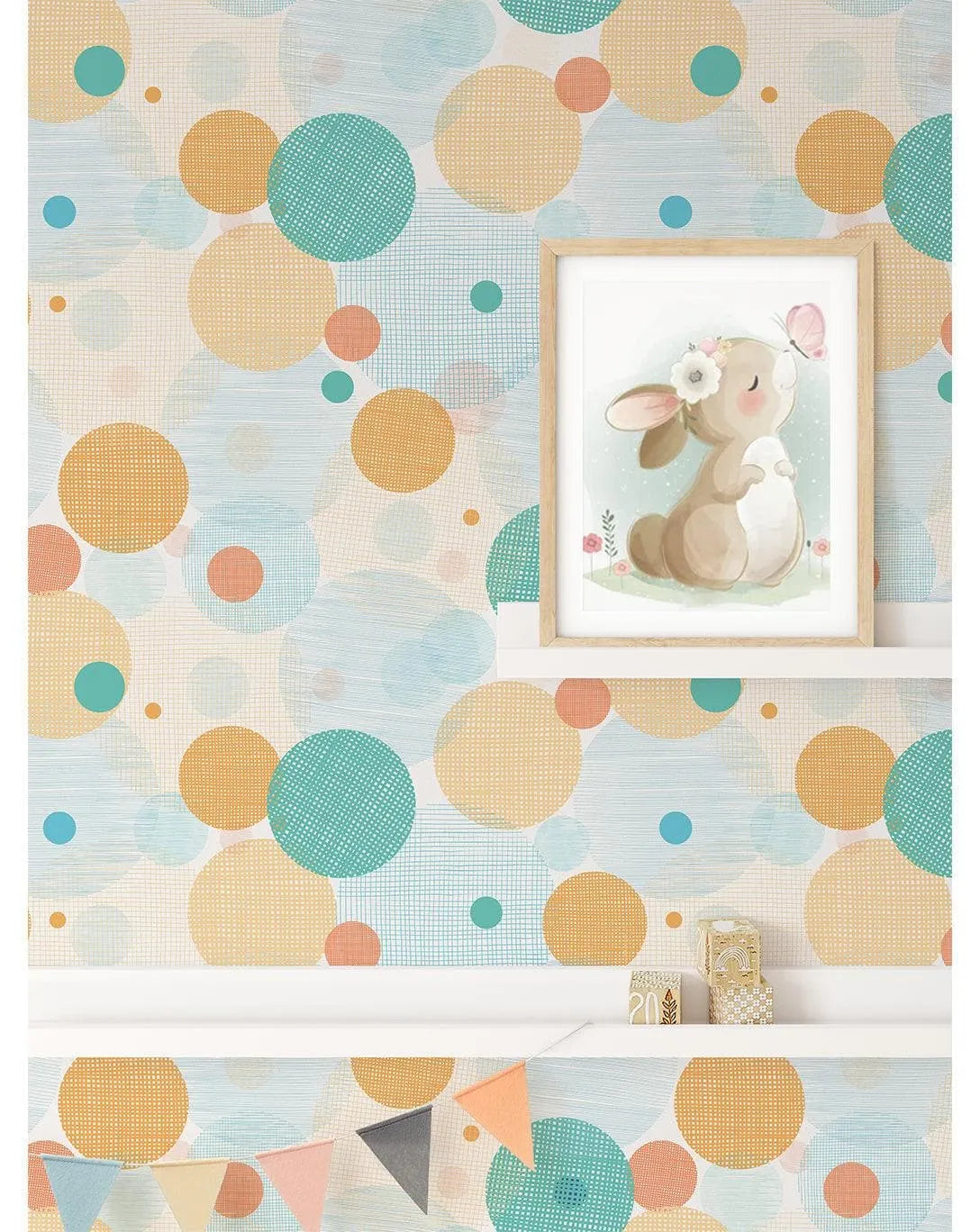 Colorful Fabric Print Circles Removable Wallpaper