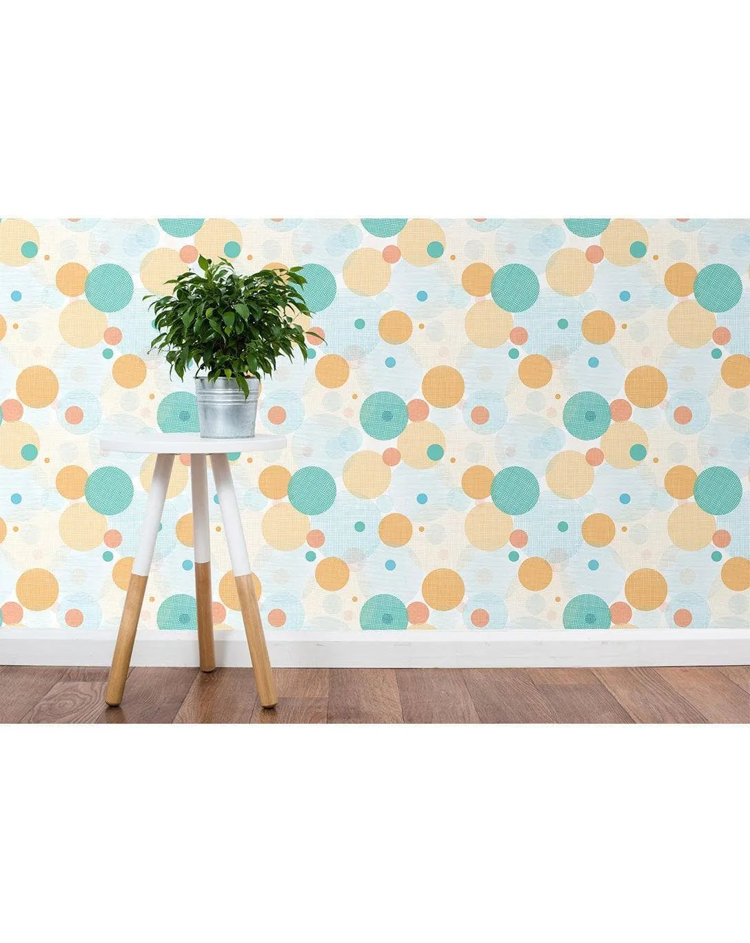 Colorful Fabric Print Circles Removable Wallpaper