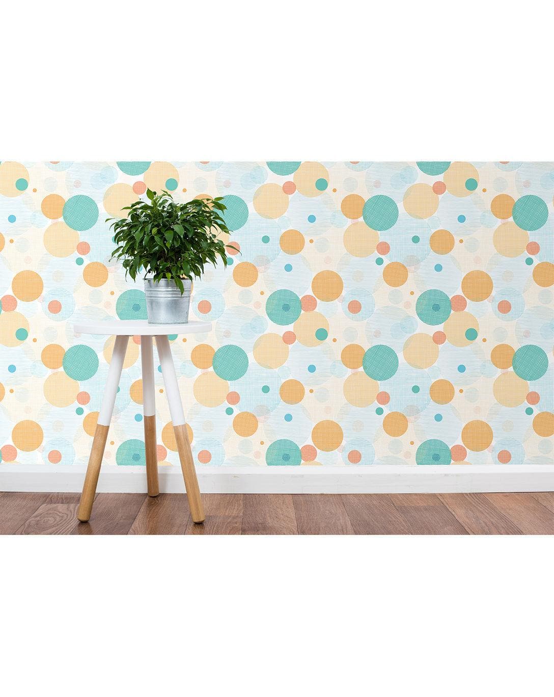 Colorful Fabric Print Circles Removable Wallpaper 