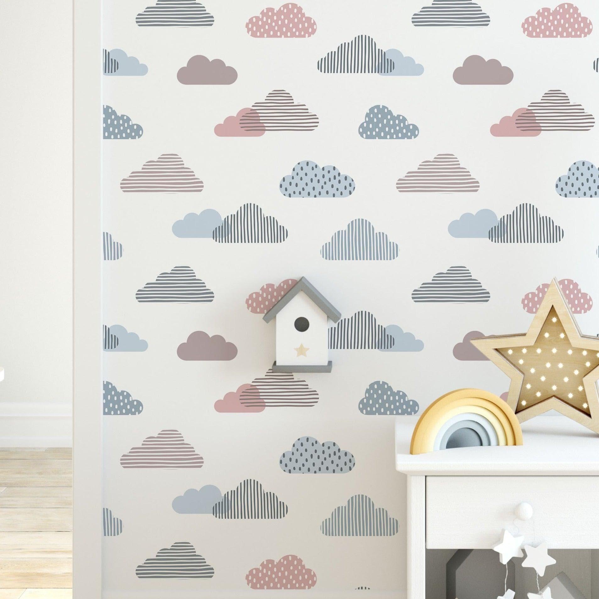 Colorful Geometric Clouds Removable Wallpaper Colorful Geometric Clouds Removable Wallpaper 