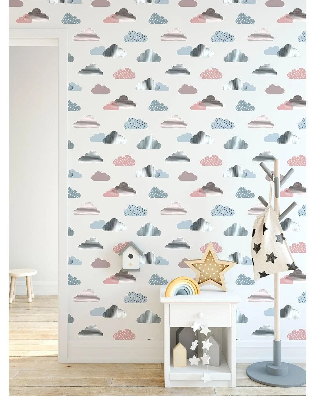 Colorful Geometric Clouds Removable Wallpaper