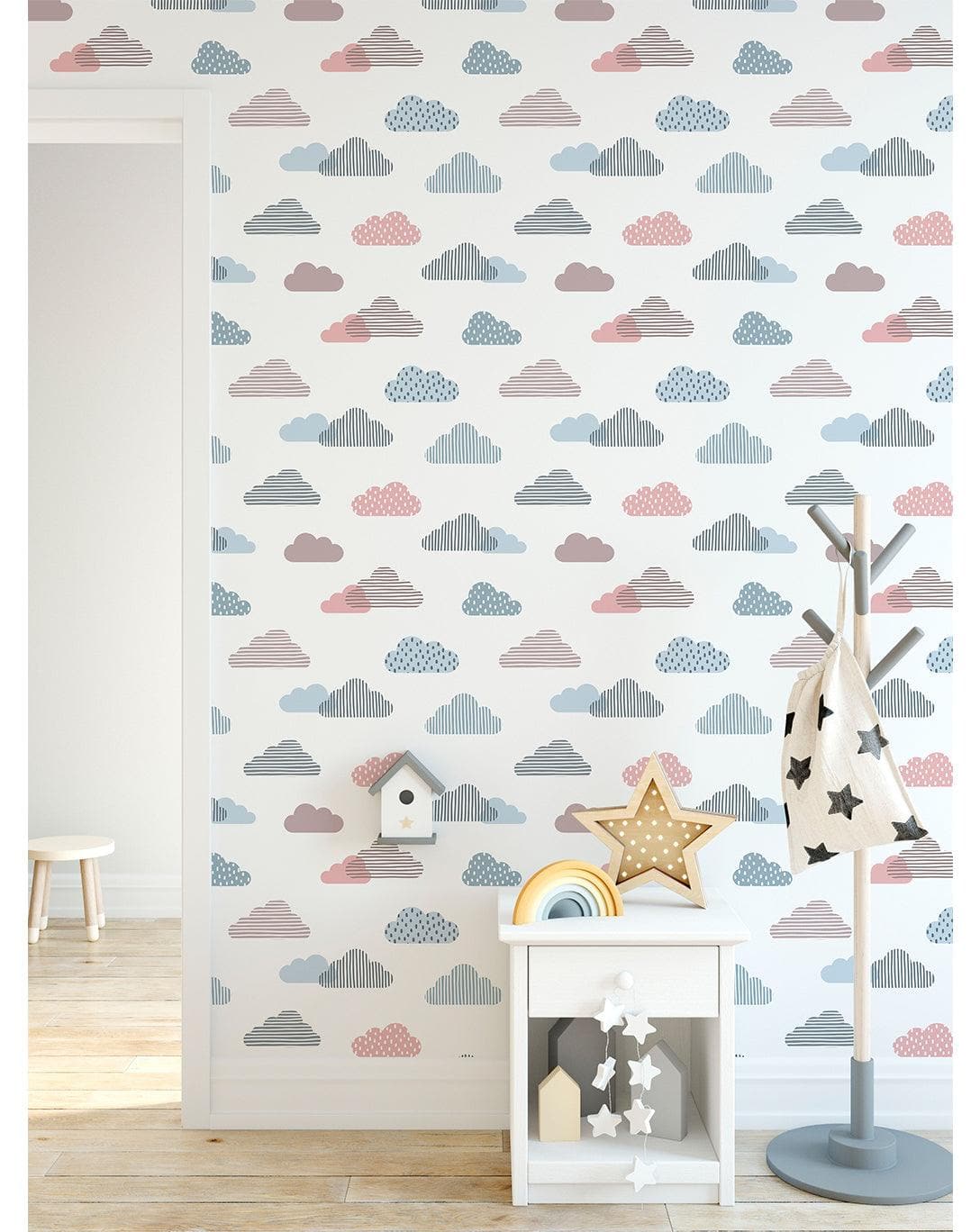 Colorful Geometric Clouds Removable Wallpaper 