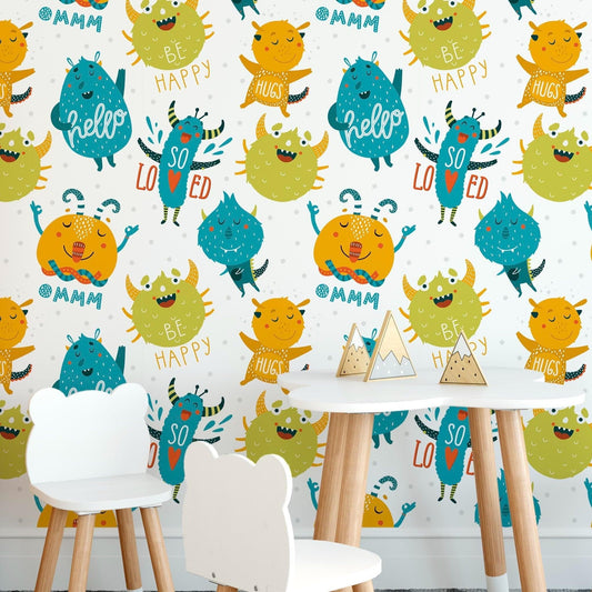 Colorful Lovely Monsters Removable Wallpaper Colorful Lovely Monsters Removable Wallpaper 