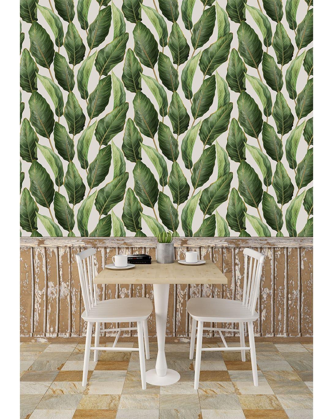 Colorful Tropical Palm Leaves Wall Mural Tropical Banana Leaves Removable Wallpaper Tropical Banana Leaves Removable Wallpaper 