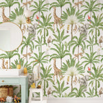 Tropical Animal Safari Nursery Exotic Jungle Wallpaper