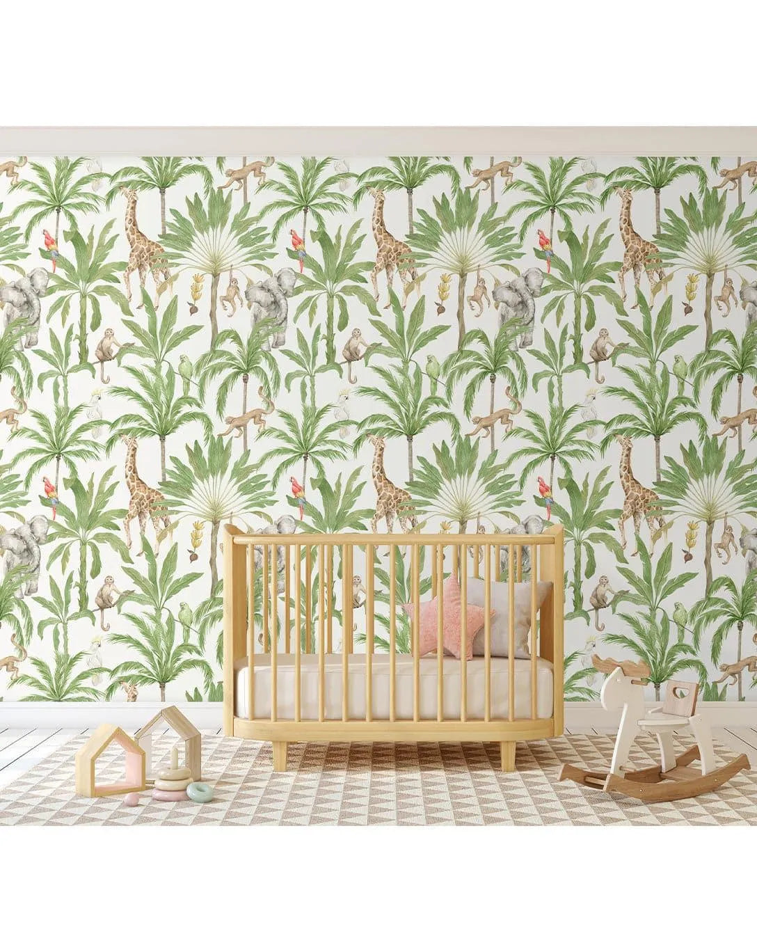 Tropical Animal Safari Nursery Exotic Jungle Wallpaper