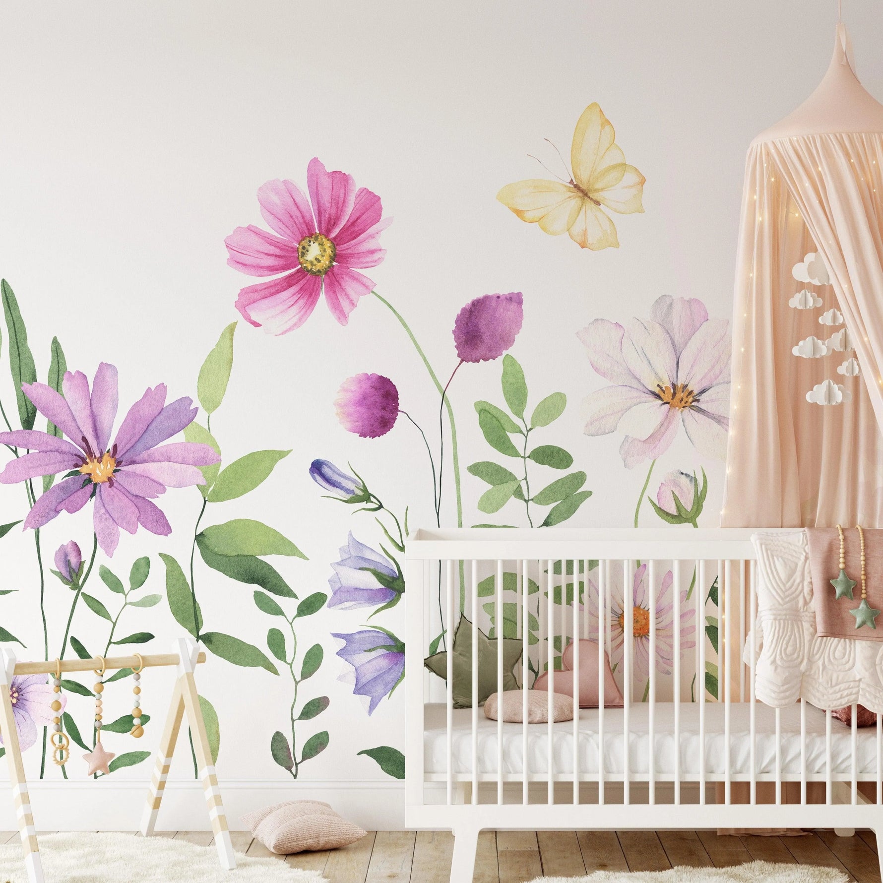 Colorful Wildflowers Watercolor Wall Mural