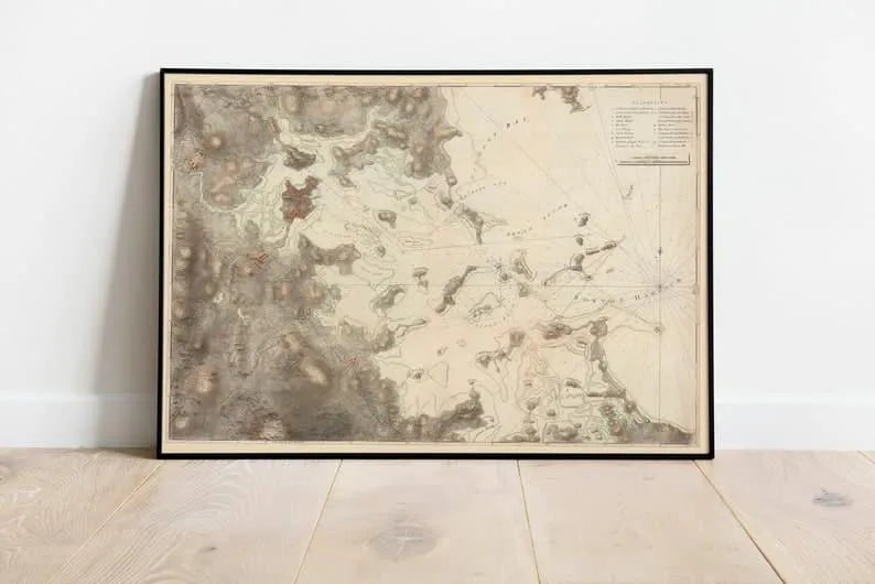 Nautical Chart of Boston Harbor 1775| Old Map Wall Decor