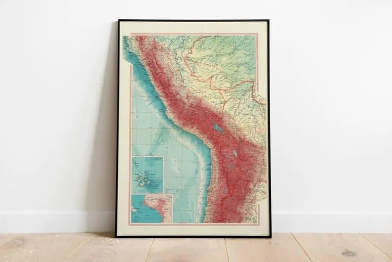 Map of Central Andes| Old Map Wall Decor