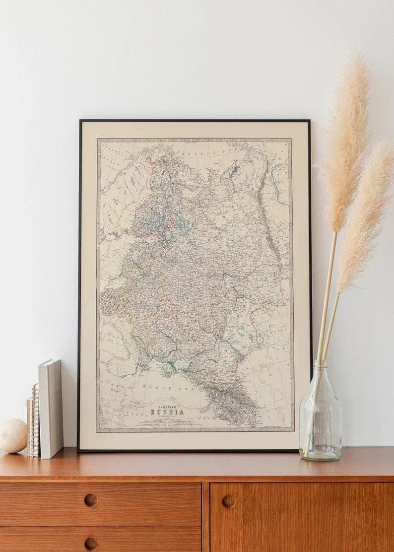 Composite Map of European Russia 1861| Old Map Wall Decor