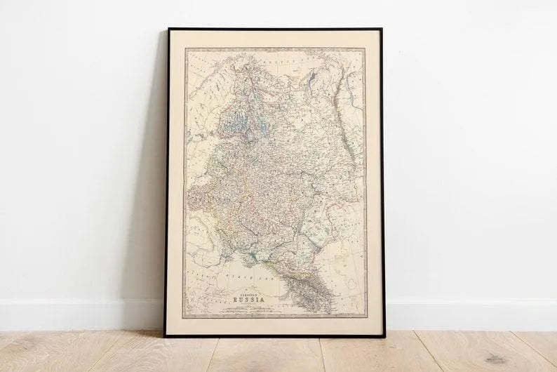 Composite Map of European Russia 1861| Old Map Wall Decor