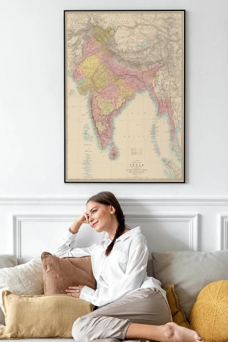 Composite Map of India 1872| Old Map Wall Decor