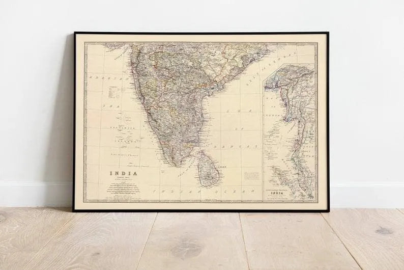 Composite Map of India Southern 1861| Old Map