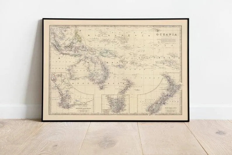 Composite Map of Oceania 1861| Old Map Wall Decor