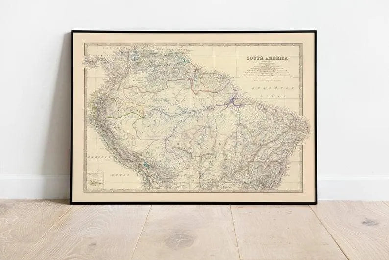 Composite Map of South America Northern 1861| Old Map Wall Decor