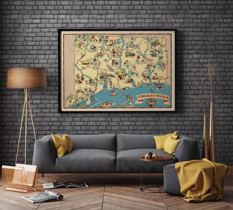 Connecticut Map Print| Art History