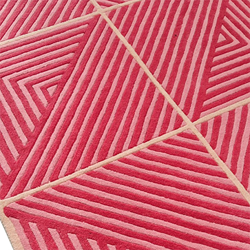 Contemporary Hot Pink Geometric Hand Tufted Wool Rug