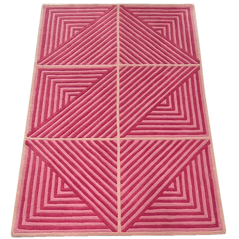 Contemporary Hot Pink Geometric Hand Tufted Wool Rug