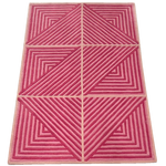 Contemporary Hot Pink Geometric Hand Tufted Wool Rug