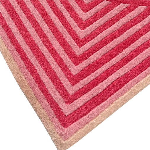 Contemporary Hot Pink Geometric Hand Tufted Wool Rug