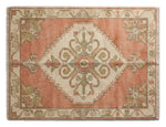 Coral Sunset Oushak Hand Knotted Rug shown flat on a white background