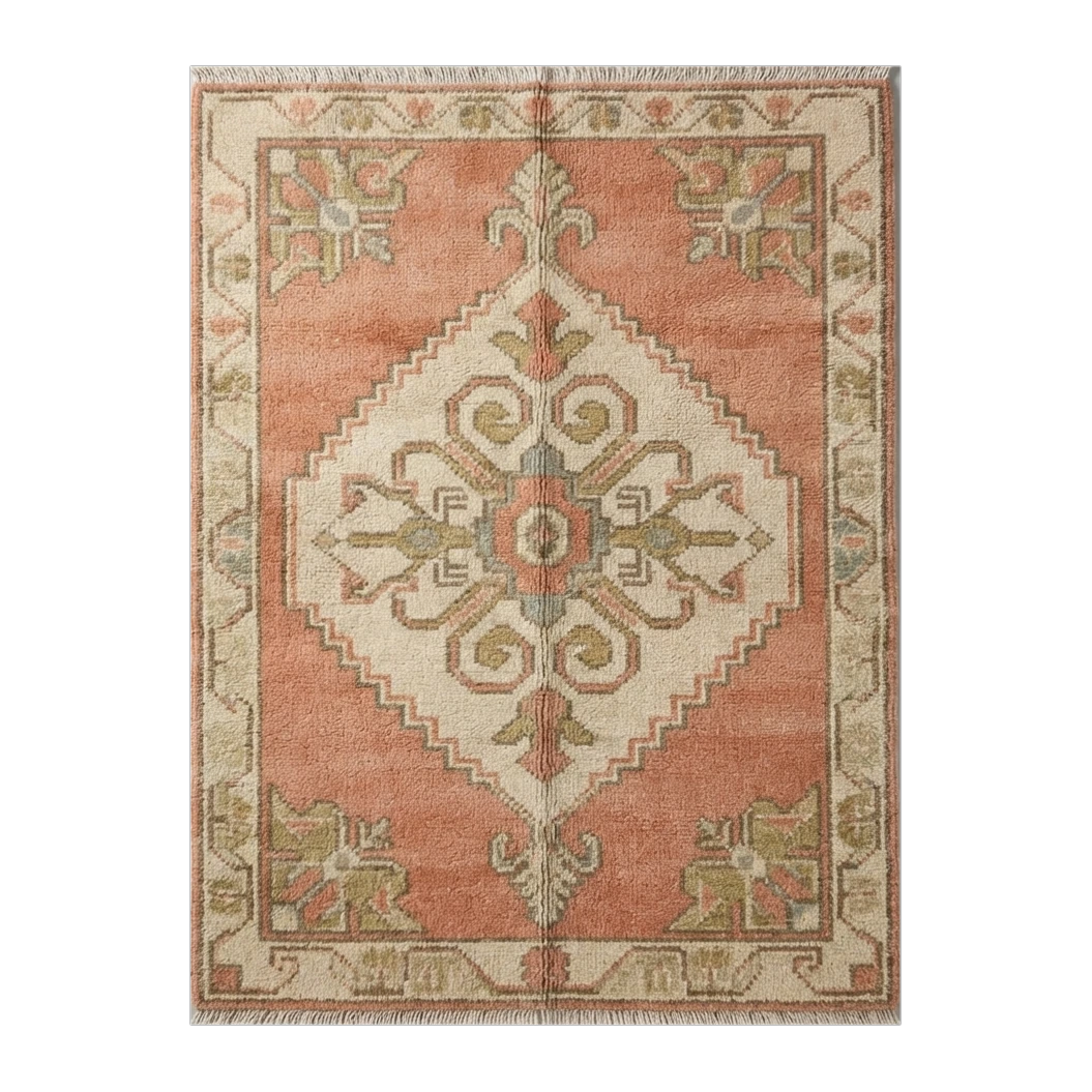 Coral Sunset Oushak Hand Knotted Rug
