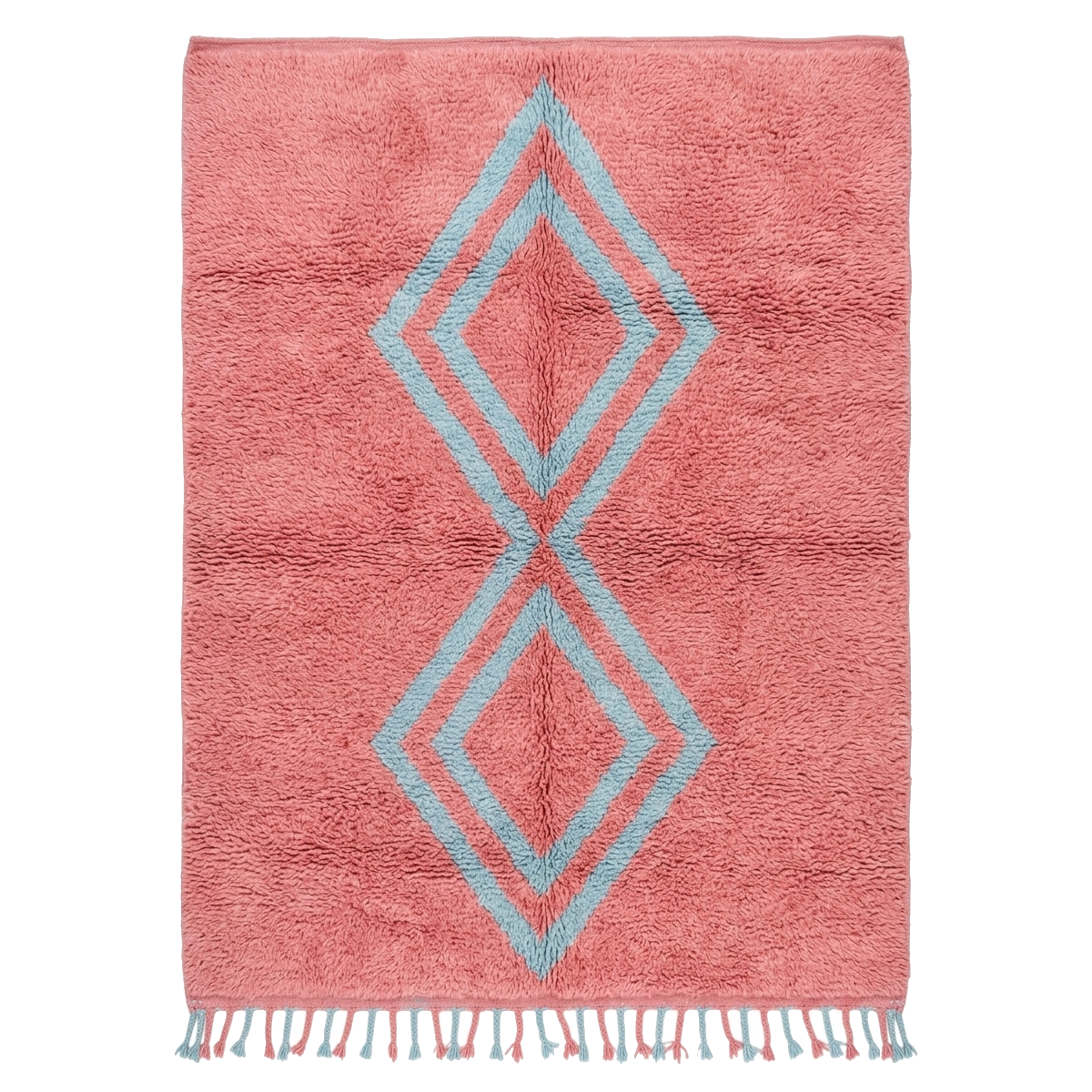 Coral Diamond Motif Moroccan Shag Rug