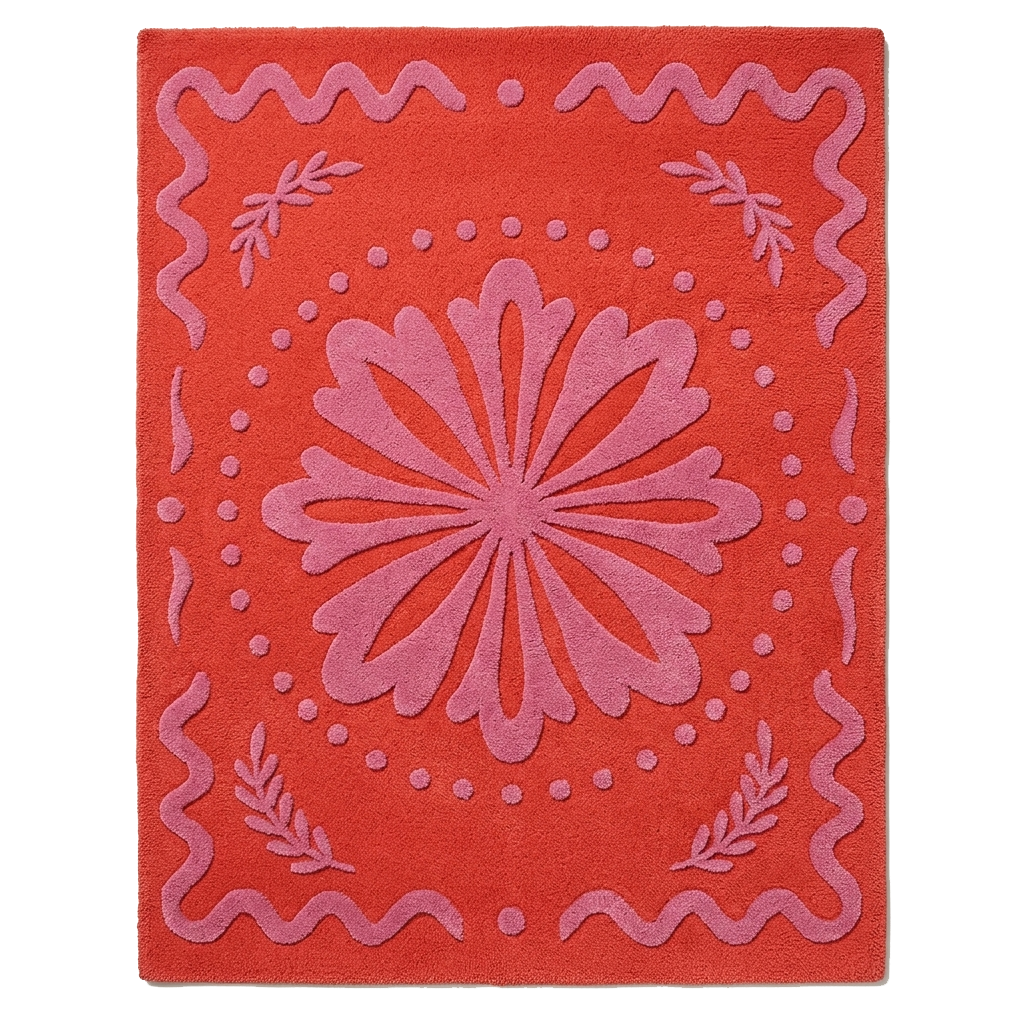 Coral Bloom Medallion Hand Tufted Rug
