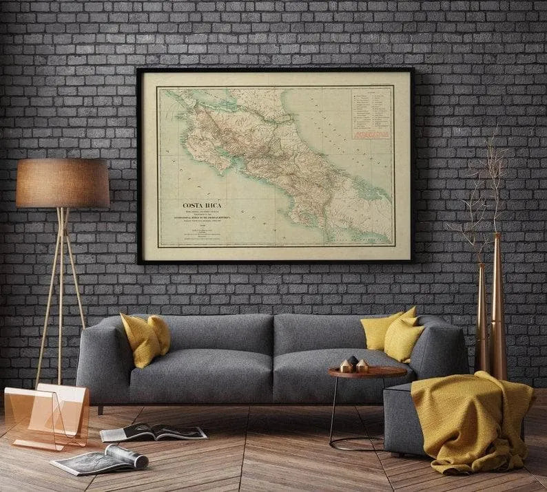 Costa Rica Map Wall Print| 1903 Costa Rica Map