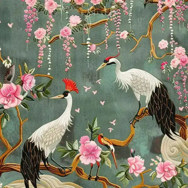 Alfombra tejida a mano Crane's Graceful Sway de viscosa