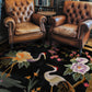 Cranes in Floral Harmony Hand Tufted Rug