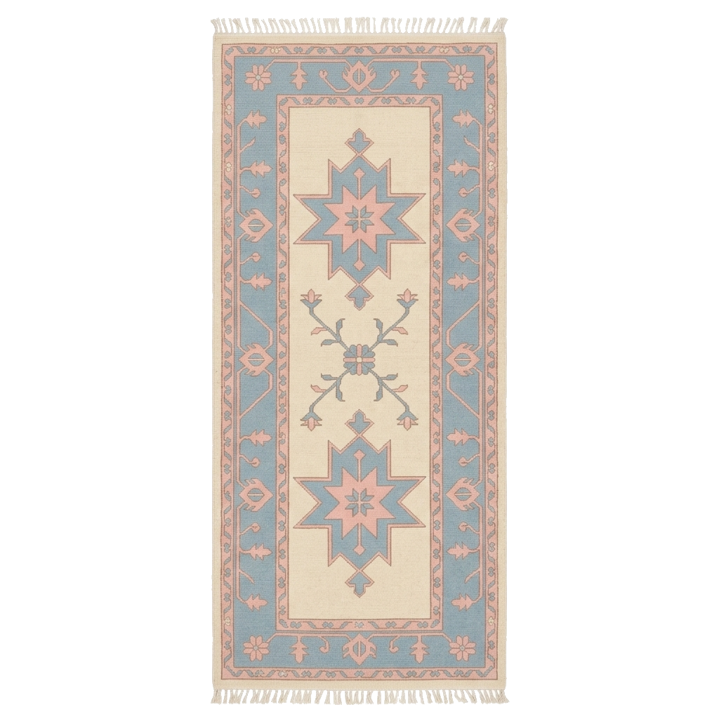 Cream Floral Heritage Hand Knotted Runner Rug 