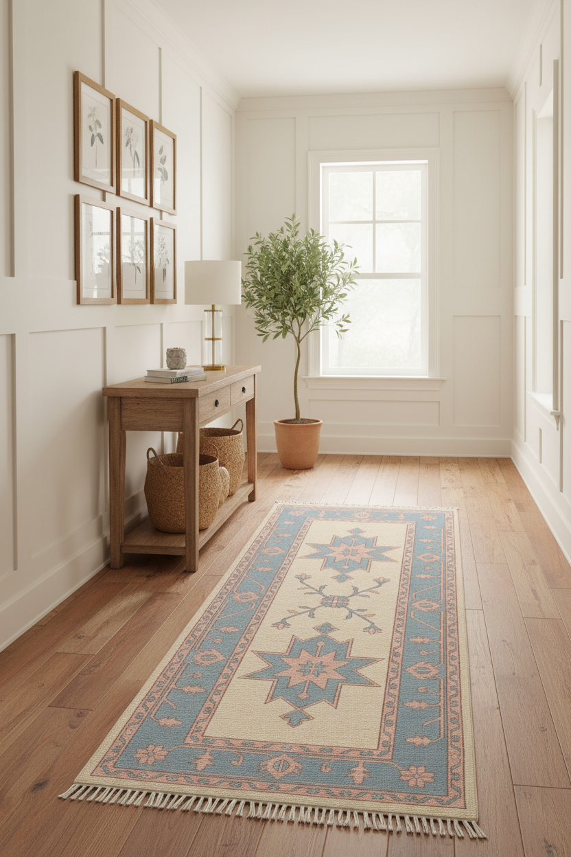 Cream Floral Heritage Hand Knotted Runner Rug