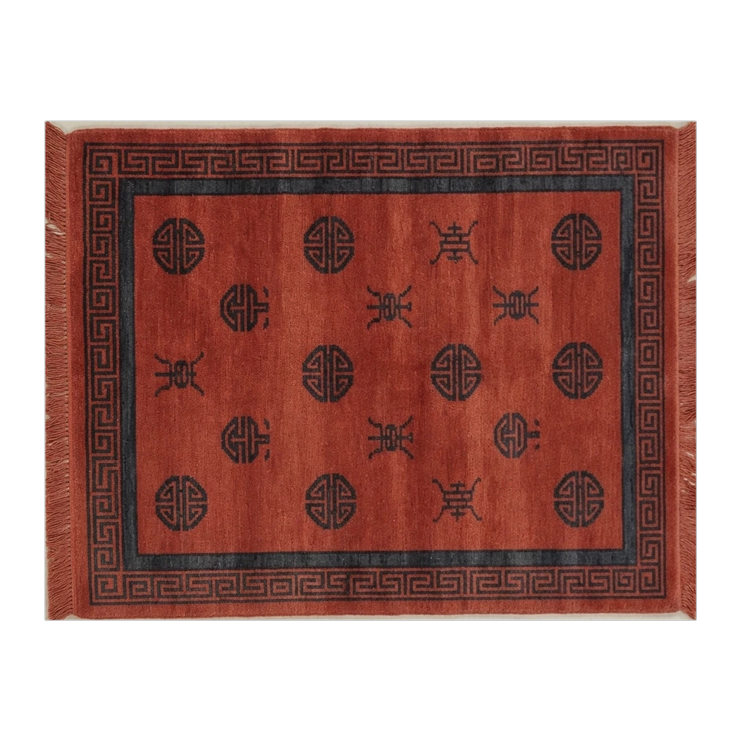Crimson Longevity Court Hand Knotted Rug - alternate view