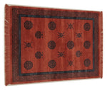 Crimson Longevity Court Hand Knotted Rug shown flat on a white background