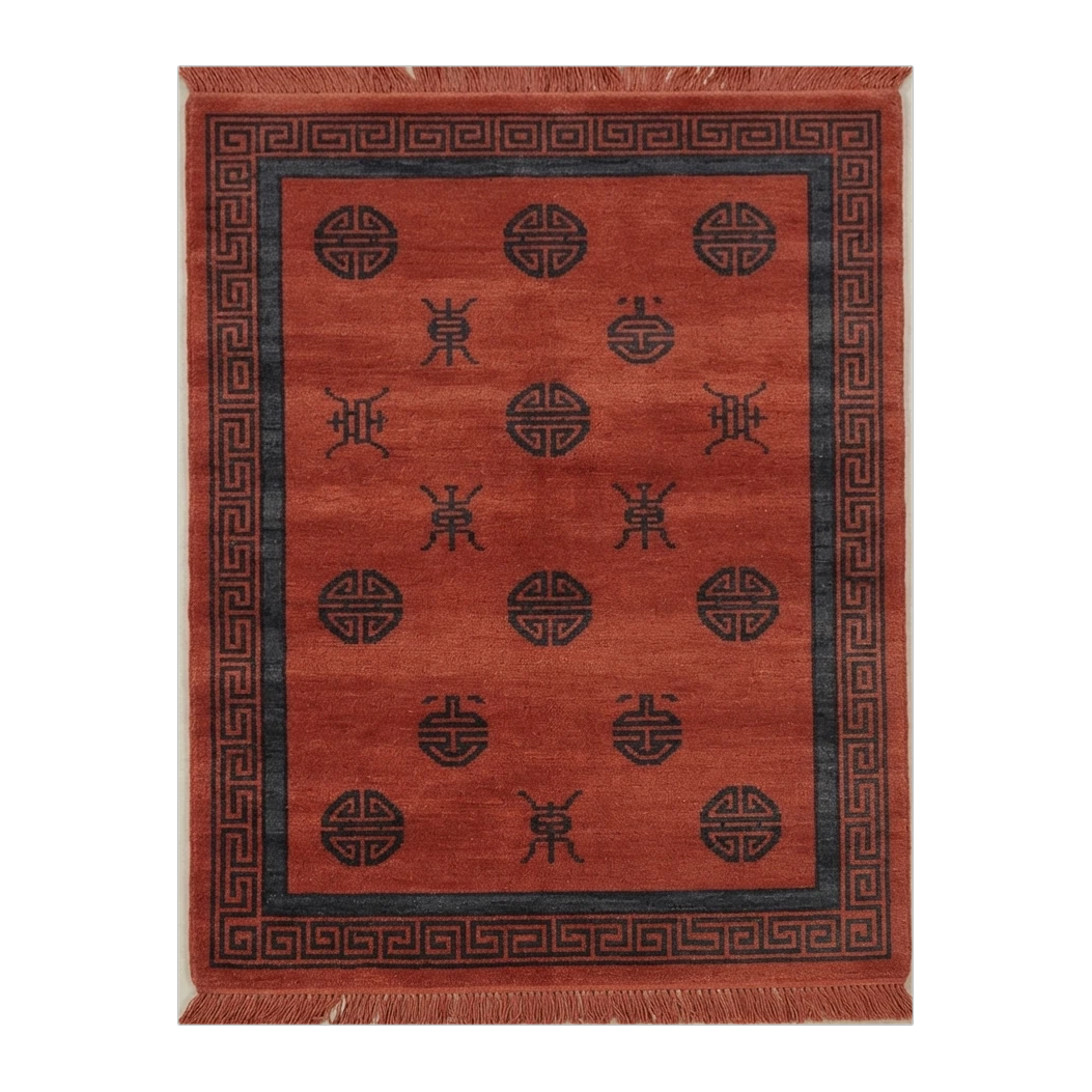 Crimson Longevity Court Hand Knotted Rug