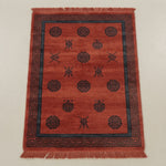 Crimson Longevity Court Hand Knotted Rug — red, navy, black chinoiserie rug by Maia Homes