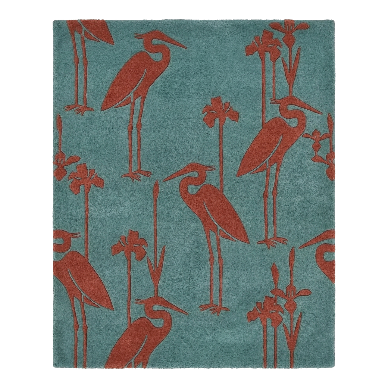 Crimson Crane Hand Tufted Wool Rug