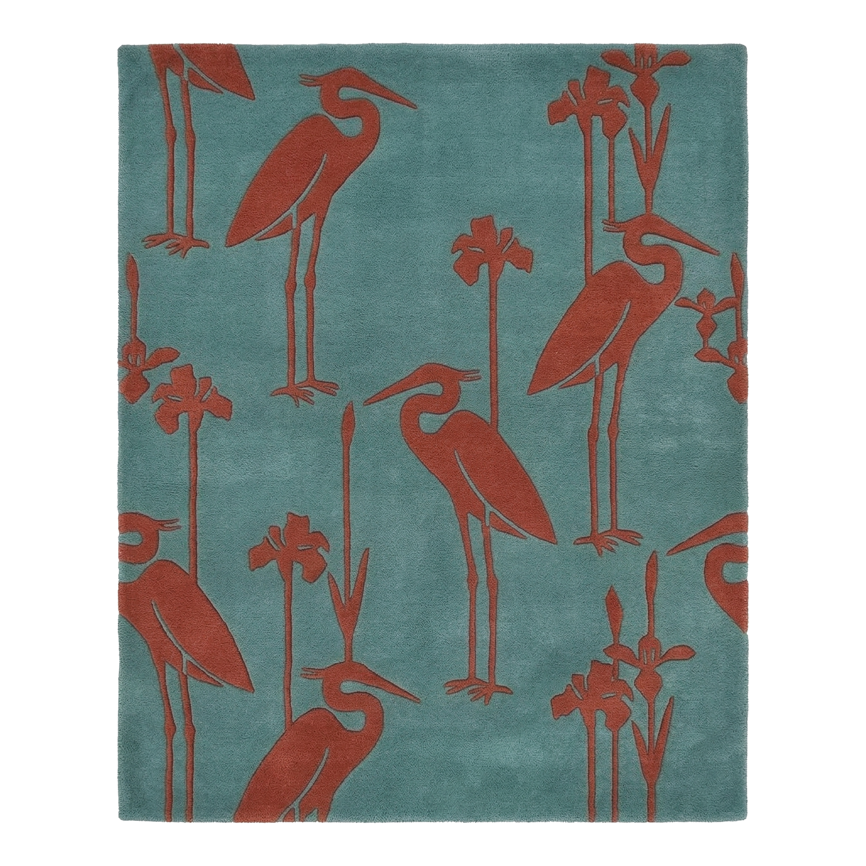 Crimson Crane Hand Tufted Wool Rug