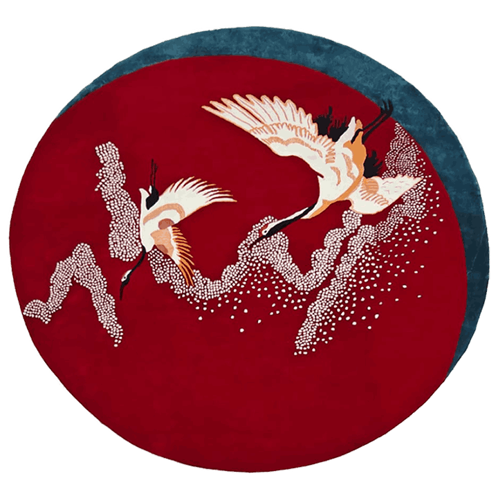 Crimson Flight Hand Tufted Round Rug