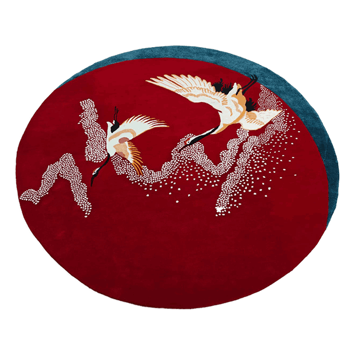 Crimson Flight Hand Tufted Round Rug