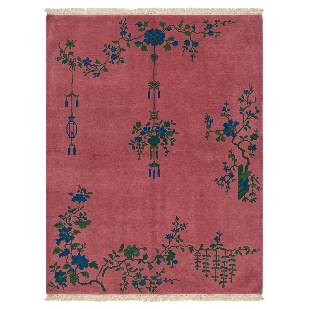 Crimson Flora Hand Knotted Rug