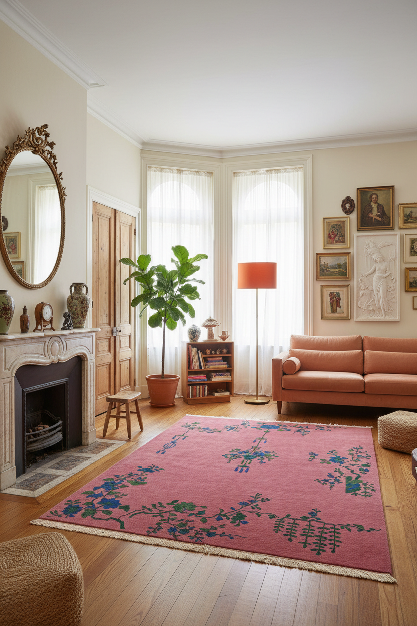 Crimson Flora Hand Knotted Rug