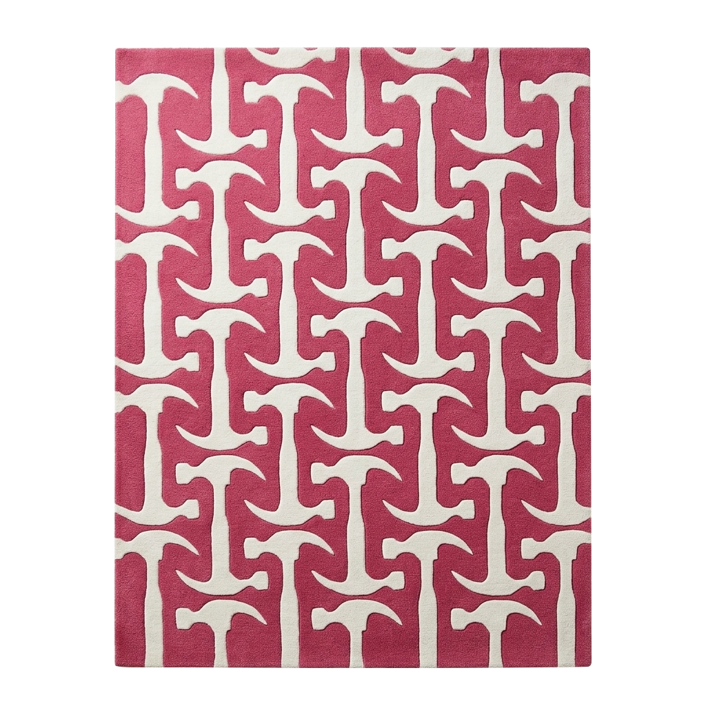 Crimson Geometric Link Hand Tufted Rug