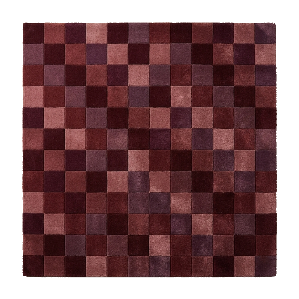 Crimson Pixel Hand Tufted Square Rug