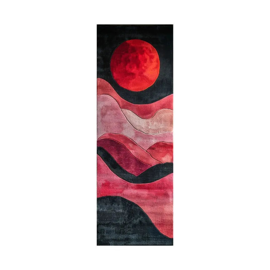 Crimson Crescent Hand Tufted Wool Rug Runner