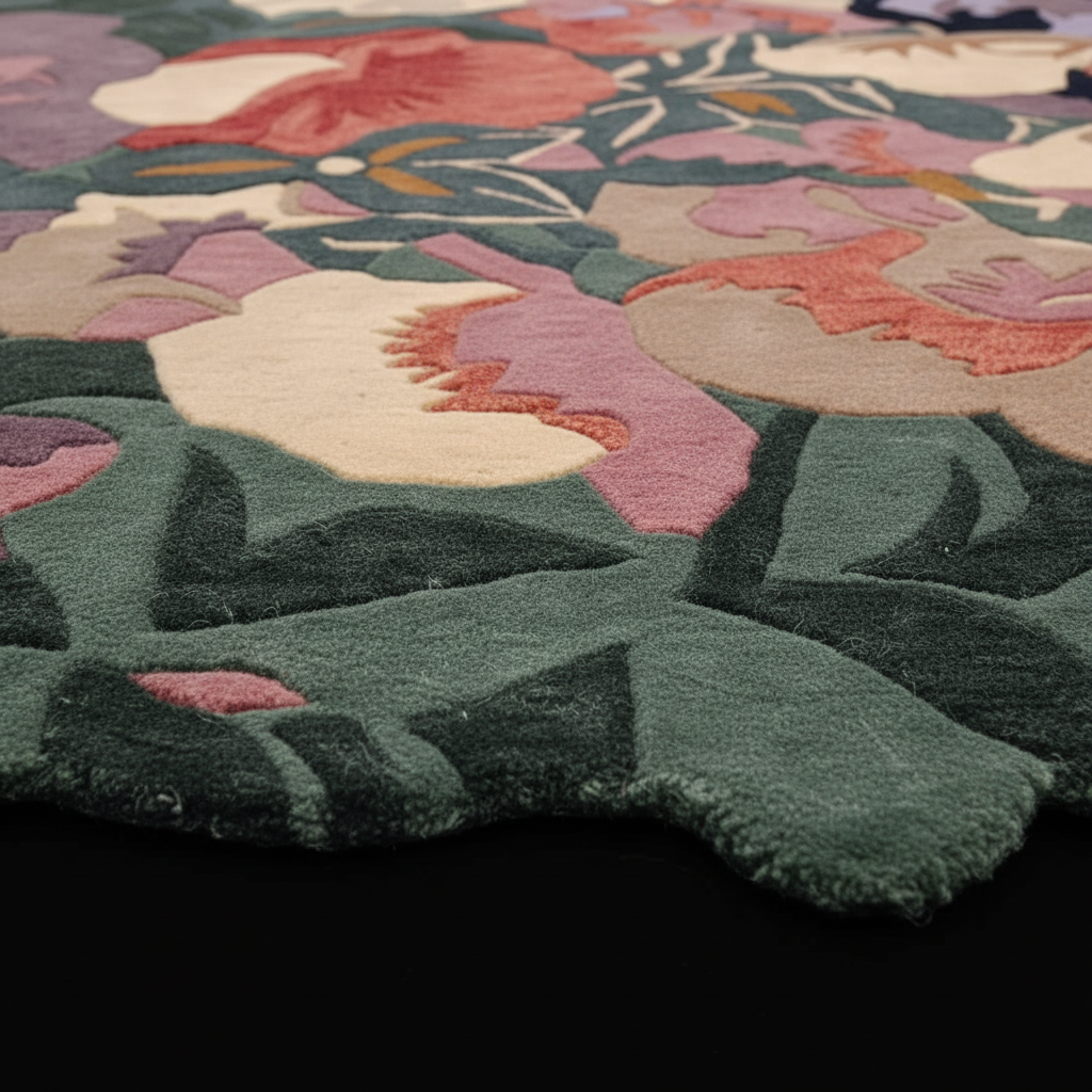 Close up shot of Crimson Flower Cascade Hand Tufted Rug